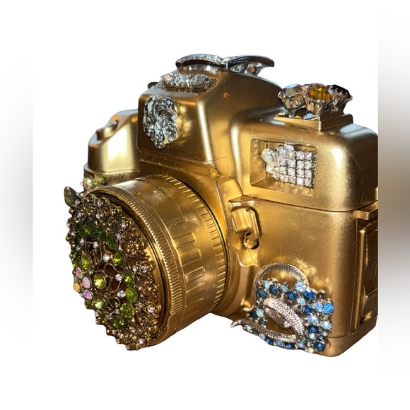 Vintage Nikon Gold Painted Camera W/Vintage Jewelry Bling - Picture 2 of 4